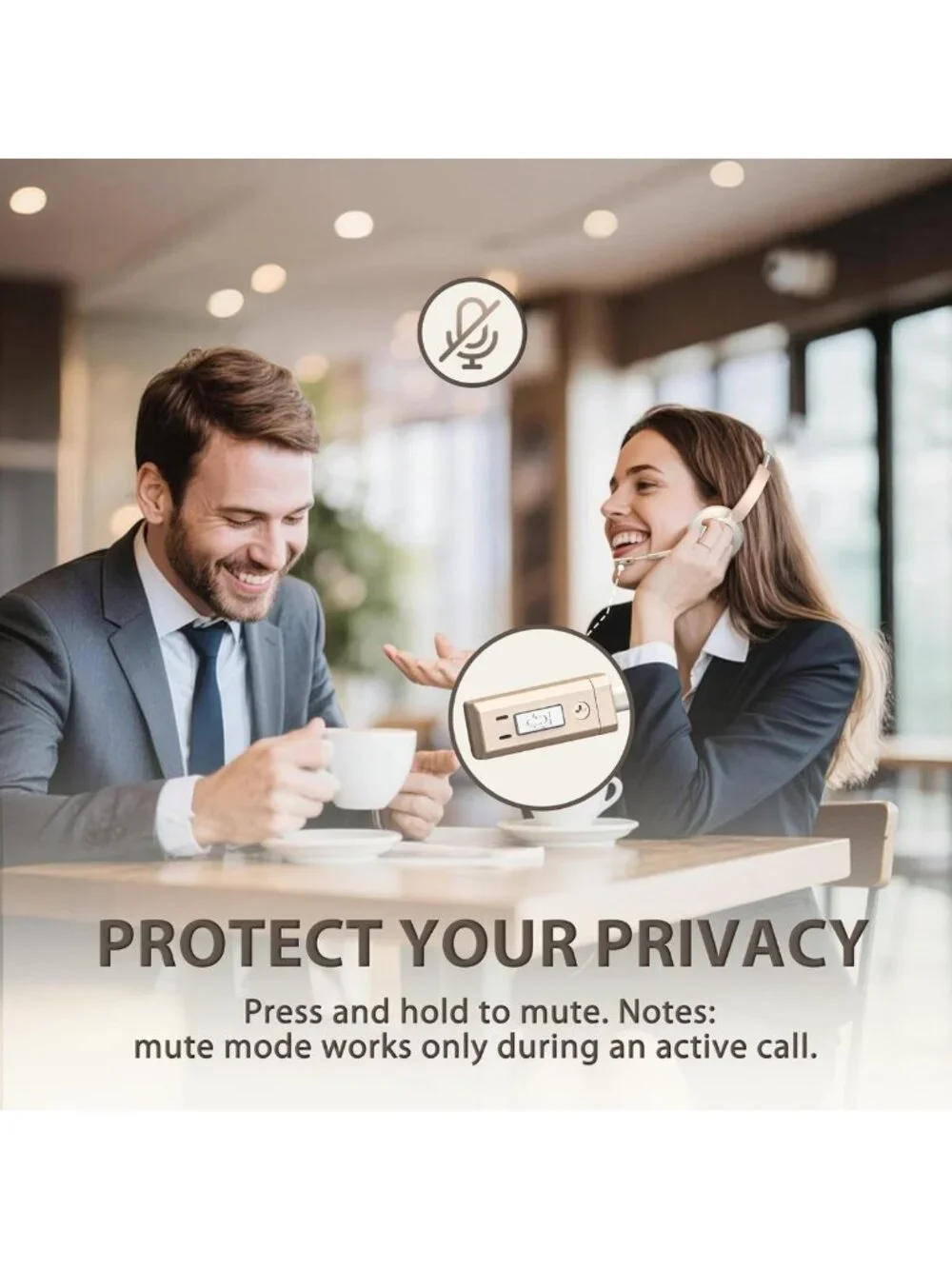 Noise-Canceling Bluetooth Headset for Remote Work, Meetings & Calls - Wireless